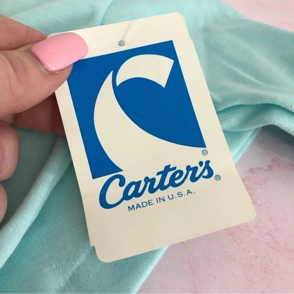 NWT Vintage Carter's turtleneck shirt aqua blue lace trim size‎ 12 months